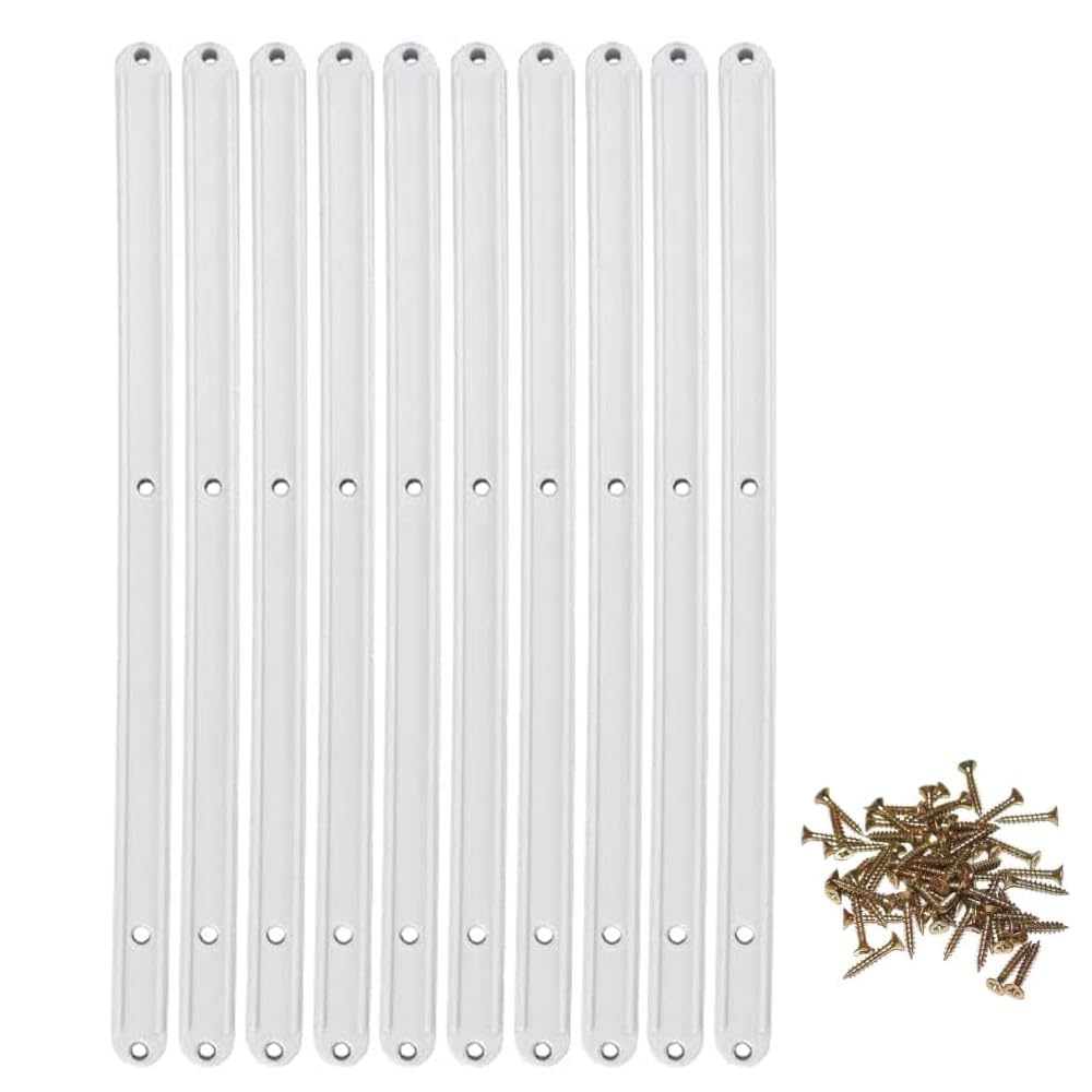 Wujenpeaht White 10 Pcs Draw Runners 298Mm Plastic Cabinet Sliders Draw Runners Replacement For Kitchen Bedroom In Grooved Drawers