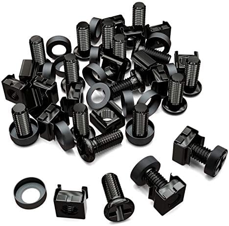 deleyCON M6 Käfigmuttern Schrauben Set Rack, 20 Stück - Schwarz | Für Netzwerkschränke, Patchpanel, Racks und Servergehäuse, 19 Zoll und 10 Zoll Montagesatz aus Stahl