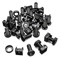 deleyCON 20x M6 Käfigmuttern Schrauben Set für Netzwerkschränke - 20er Set Patchpanel Racks Servergehäuse 19 Zoll 10 Zoll Montagesatz Stahl - Schwarz