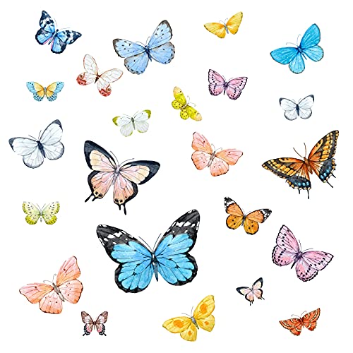 Little Deco Wandtattoo Wandaufkleber Wandsticker 22 Schmetterlinge Wanddeko Kinderzimmer Spielzimmer Schlafzimmer Wohnzimmer Flur Bad WC Kindergarten DL651