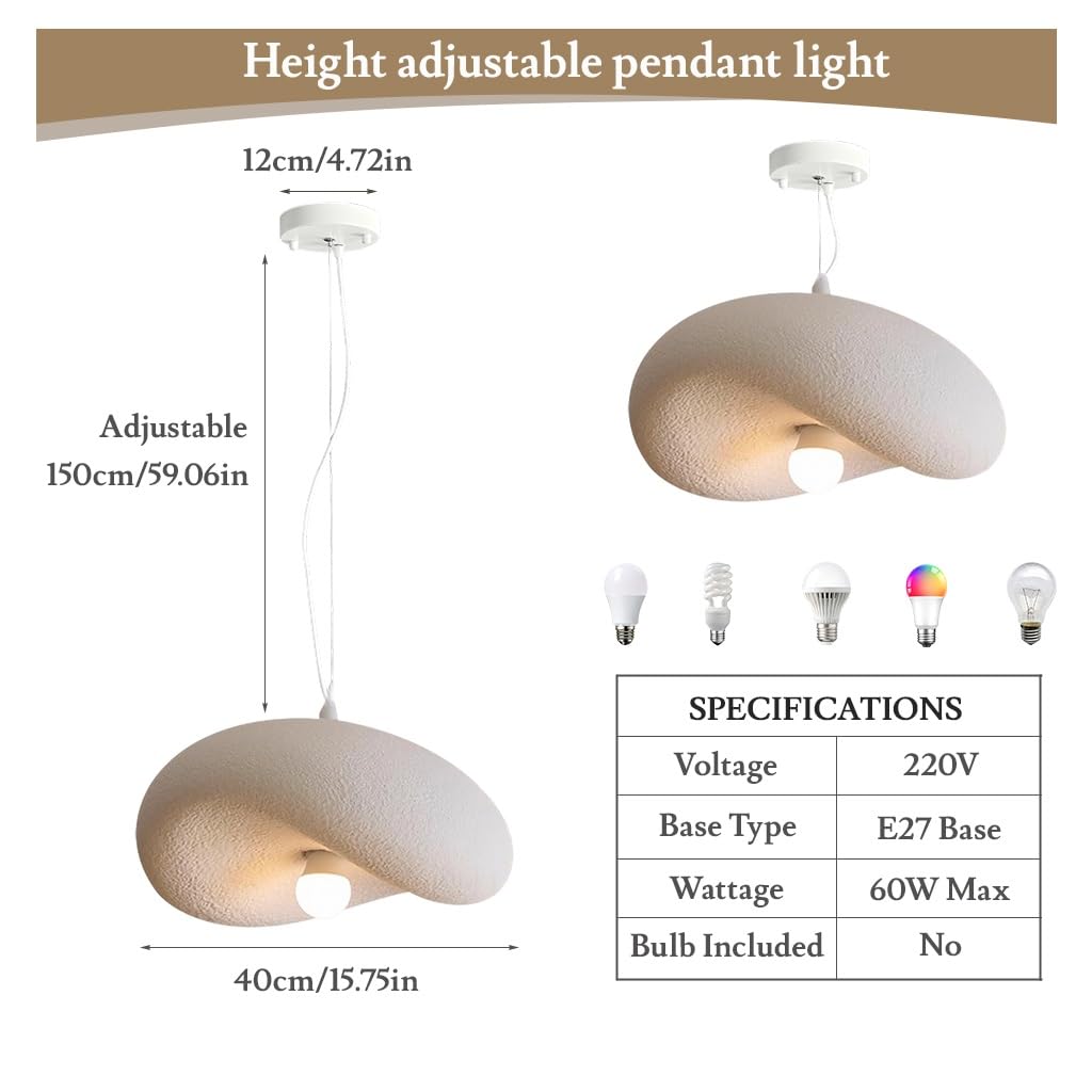 Wabi-Sabi Hanglamp - Handgemaakte Stoffen Hanglamp met Crèmekleurig Wabi-Sabi Hanglamp - Handgemaakte Stoffen Hanglamp met Crèmekleurig