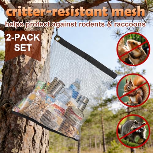 2 Pack Ultralight Rodent Proof Bear Bags, Wire Mesh Hanging Food Storage Bags for Camping and Backpacking, Critter Protection Kit with Nylon Rope and Carabiners by TAINAT - Image 4