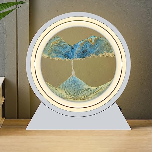 HONPHIER Pittura di Sabbia Che Scorre LED Clessidra 3D Sabbia Paesaggio Dinamica 3D Hourglass Decorazioni per la Casa e l'ufficio (Blu)