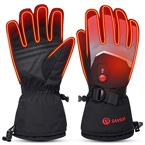 SAVIOR HEAT Heated Gloves for Men Women, 7.4v 2200mah Electric Rechargeable Battery Powered Warm Gloves, Up to 8 Hours for Outdoor Skiing Motorcycle Hunting Hiking Camping Snow Shoveling Wal