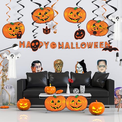 image for Beistle 6 Piece Paper Jack-O-Lantern Cut Outs, Halloween Party Decorat