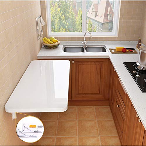 Table murale gain de place pour studio et bureau d'étude rabattable blanc
