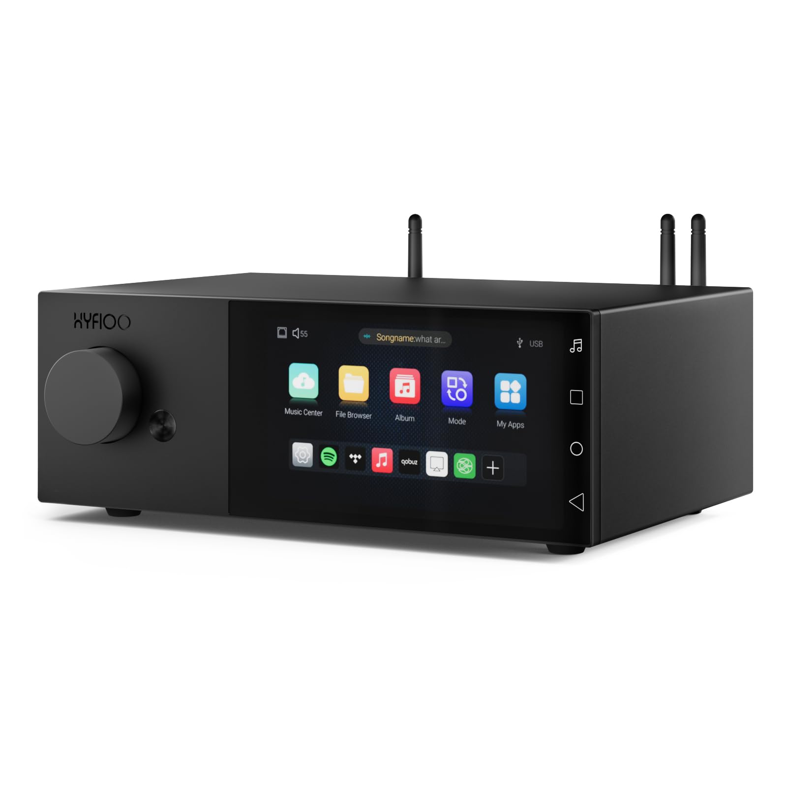 AIYIMA DM100 Streamer Musicale HiFi Player Audio Digitale Touchscreen 5,5" | WiFi 6, 8+64GB, EQ 31 bande e correzione ambiente, DLNA, AirPlay, NAS, Bluetooth 5.4 compatibile iOS, Android e Windows.