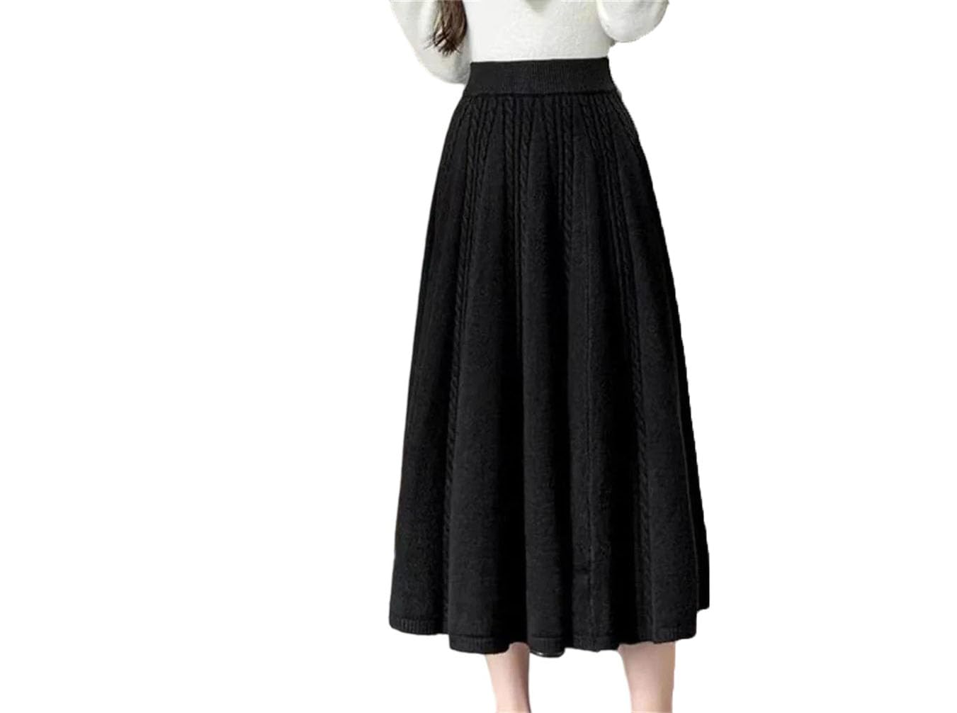 Faldas de punto de cintura alta elástica para mujer, holgadas, midi, largas, acampanadas
