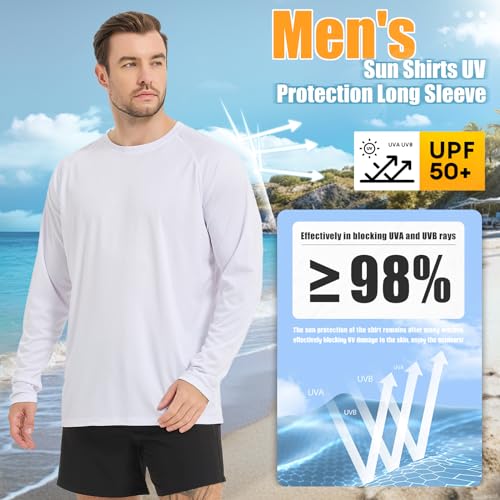 Guooolex UPF 50+ Rash Guard for Men Long Sleeve Swim Shirts Loose Fit Outdoor SPF Sun Protection Shirts Quick Dry3