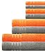 Produktbild Lashuma Handtuch 8er Pack, 2X Duschtuch - 2X Gästetuch - 2X Frotteetuch - 2X Waschhandtuch, Farbe: Stein Grau - Orange