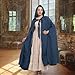 SightYoung Women Renaissance Hooded Cloak,Medieval Cloak with Hood,Adult Renaissance Cape,Medieval Hobbit Cape for Women Halloween,Navy Blue,51.1inch