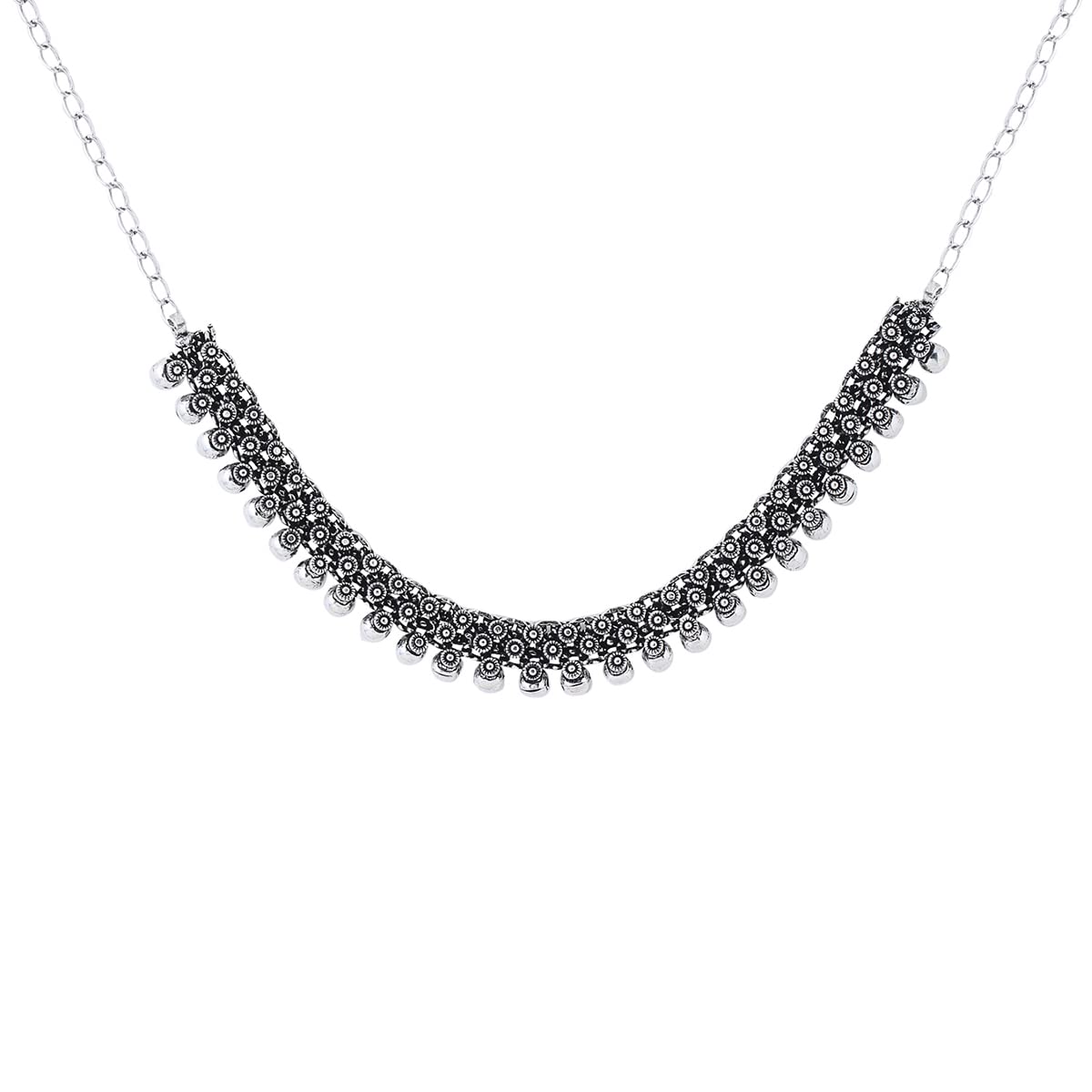 Yellow Chimes Necklace for Women and Girls Silver Oxidised Necklace for Women | Oxidised Silver Button Designed Necklace for women | Birthday Gift for girls and women Anniversary Gift for Wife (B0BT7X55GQ) Amazon Price History, Amazon Price Tracker