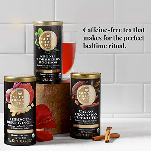 Image of The Republic of Tea Organic Aronia Elderberry Rooibos SuperDigest Tea | Probiotic Tea Bags (36 count)