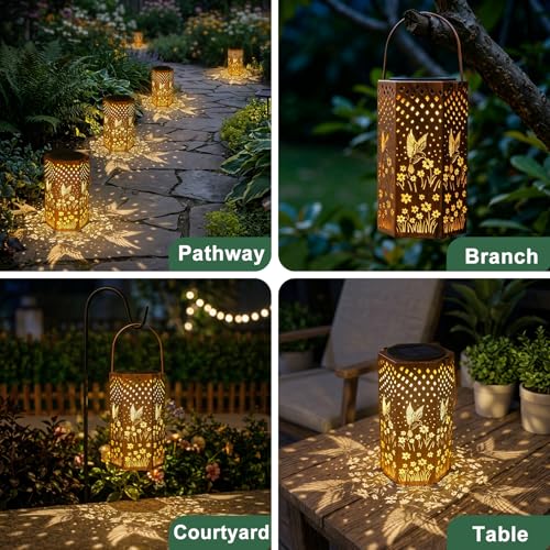Image of Eandisom Birthday Gifts for Women - Garden Decor Hummingbird Solar Lanterns Outdoor Waterproof, Mothers Day Gifts for Mom Grandma, Hanging Solar Lights Outside for Yard, Patio