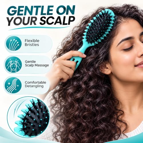 Image of Curly Hair Detangling Brush for Curly, Wavy & Frizzy Hair (Mint)