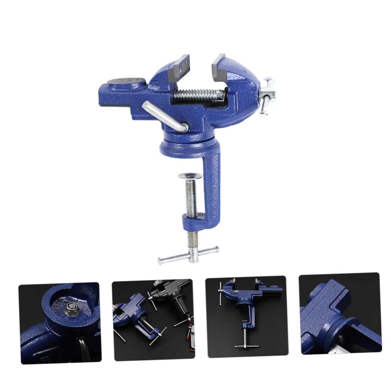 Étau de Table Rotatif à Serrage, Bleu, Fer et Acier, 1 Pièce