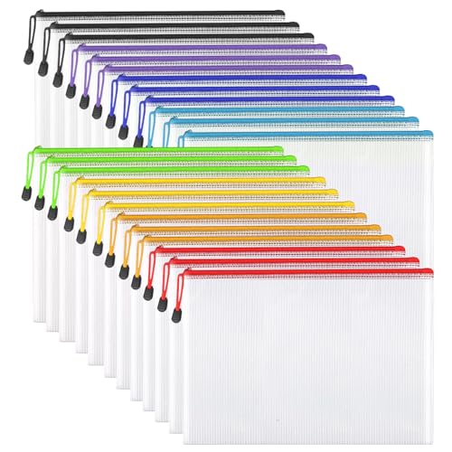 Pochettes A4 en plastique transparent avec fermeture éclair pour rangement de bureau