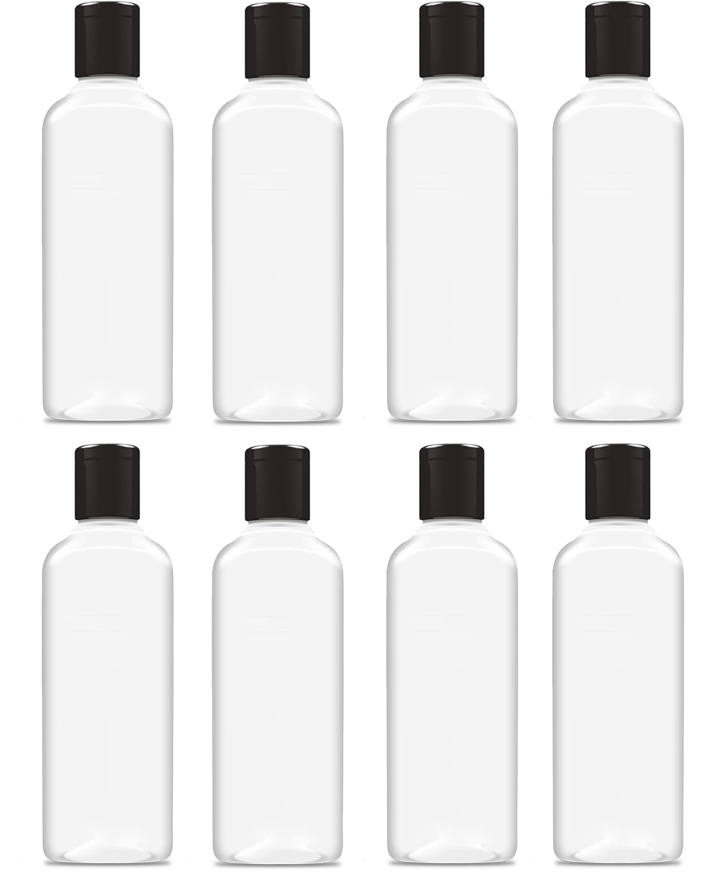 100ml Squeeze Bottle with Flip Top Cap, Empty BPA-Free Refillable Container For Shampoo, Lotions, Liquid Soap, Creams, Liquid Cosmetic Travel Size Transparent Bottle, Black Flip-Top, Set of 8-image-7