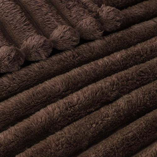 Exclusivo Mezcla Kuscheldecke Flauschig Fleecedecke Flanell Decke, Leichte und Warme Sofadecke Couchdecke für Ganzjahreszeit, 130 x 150 cm Braun