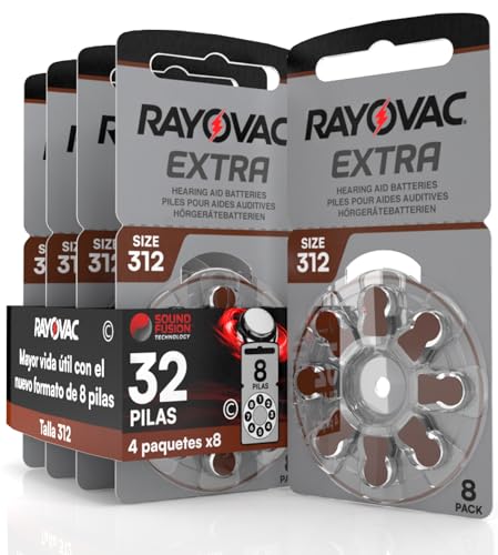 32 Pilas para audífonos Rayovac Extra Size 312-4 Blister de 8 Pilas