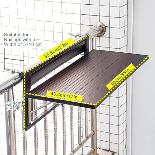 Table suspendue en métal pliable pour balustrade de balcon et terrasse