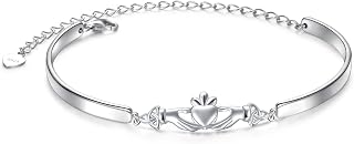 925 Sterling Silver Ireland Jewelry Adjustable Celtic Claddagh Bracelet Good Luck Irish Gifts for Women Birthday Gifts