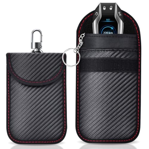 SHSMPXOY 2 Etui Anti RFID Clé Voiture Portable Pochette Anti RFID Faraday Cle Voiture Etui Blocage rfids pour Clef Voituress Keyless Protection Antivol anties...