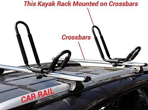 DrSportsUSA 2 Pairs Universal J-Bar Kayak Rack Roof Top Carrier for Kayak Canoe Paddle Boat Mounted on Car SUV