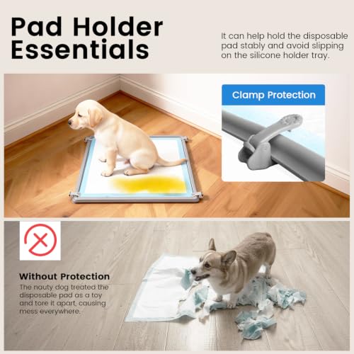 Image of Lockable Pee Pad Clips, with Adhesive Tape, for Indoor Wall Pads Secured, Extra Thick Clamps for Silicone Puppy Pad Holder Tary Secured, Tight Strong Clamp for Dogs, Cats Training