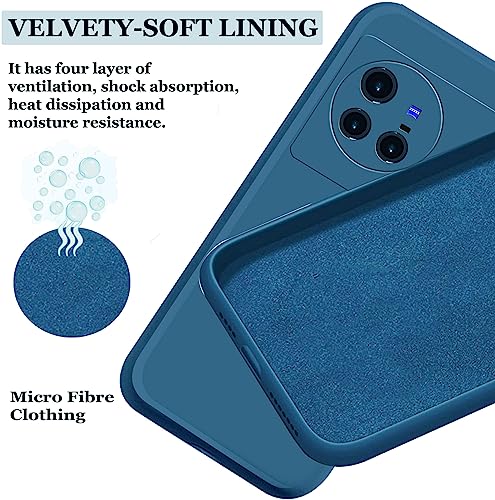 Image of A rtistque Liquid TPU Silicone Matte Shockproof Flexible with Camera Protection Soft Back Cover Case for Vivo X80 PRO 5G - Blue