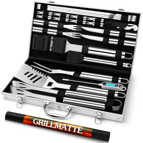 Grilliance 26pcs Kit d'accessoires pour Barbecue Professionnel, Ensemble d'ustensiles de Barbecue en Acier Inoxydable pour Cadeau Homme,Outil de Barbecue Set...