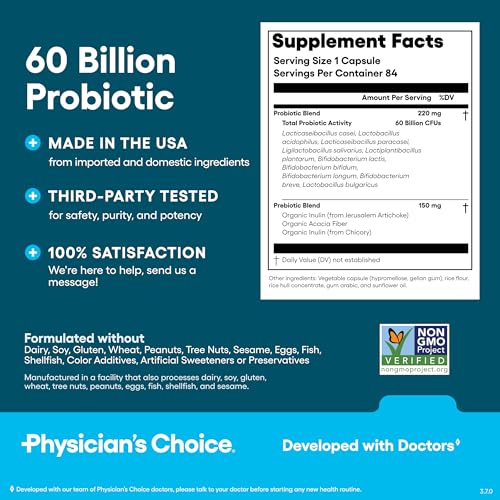 image for Physician's CHOICE Probiotics 60 Billion CFU - 10 Strains + Organic Pr