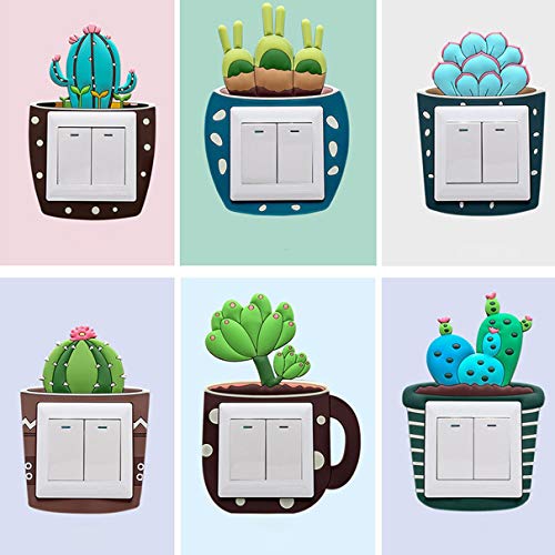 Creative Cartoon Cactus Switch Stickers Living Room Bedroom Environmentally Friendly Washable Stereo