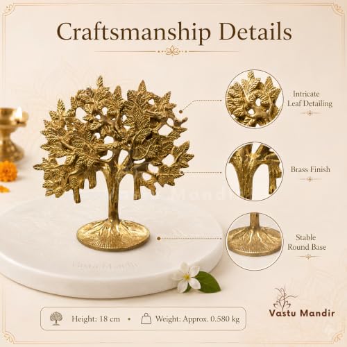 Image of Brass Kalpavriksha Tree, Vastu Remedy for Prosperity (18 cm, 580 g)
