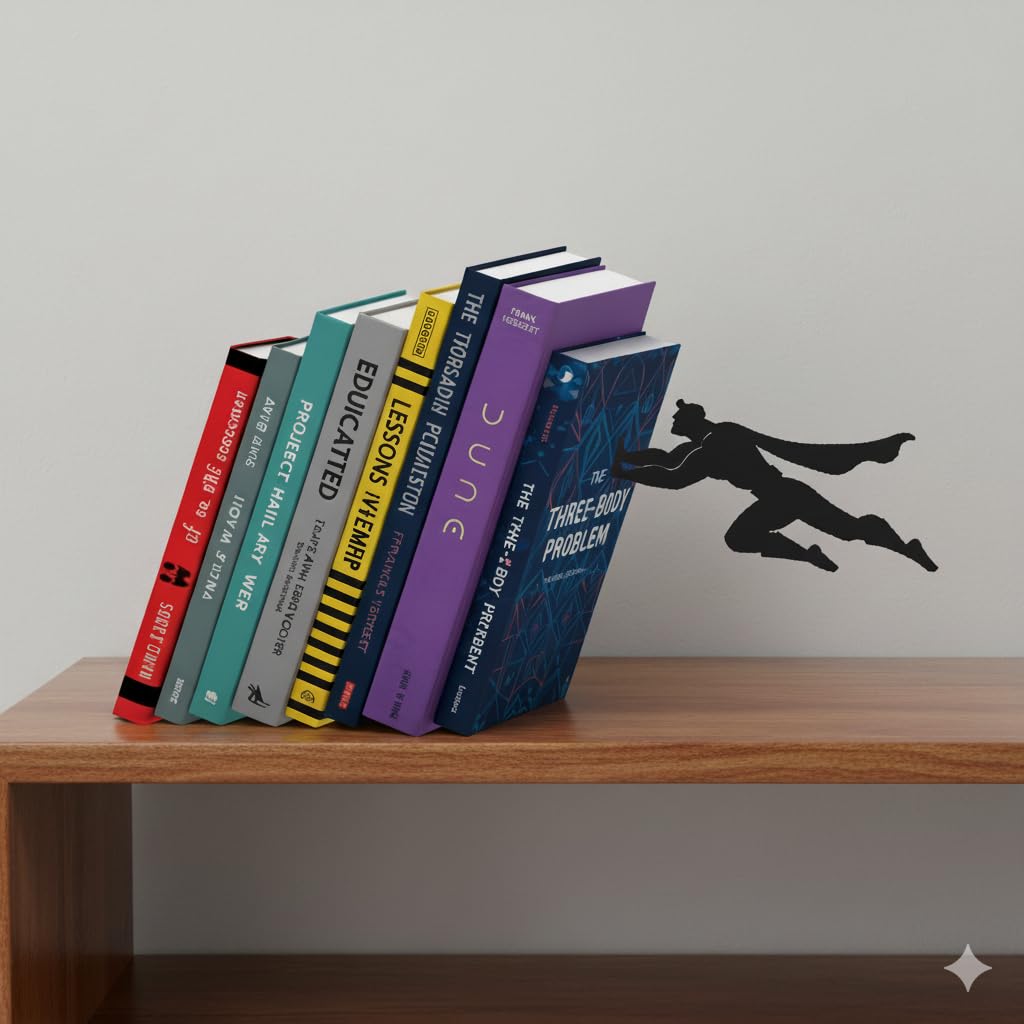Superhero Book Ends | Illusion Metal Bookends for Desk | Book Holder for Home Decorative - Gift for Book Lovers and Home Décor | Desk Accessories for Study Room 4
