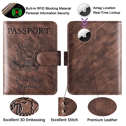 Image of Airtag Passport Holder for Travel Essentials, Passport Cover, Rfid Wallet | Travel Wallet, Leather, Passport Case, Travel Accessories, Vacation Luggage Must Haves, for Men Women