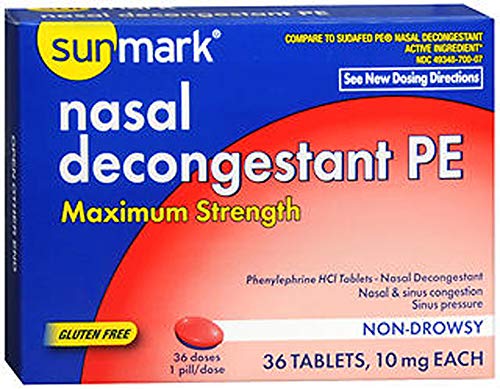 Sunmark Sunmark Nasal Decongestant Pe Maximum Strength, 36 tabs 10 mg