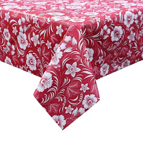 Image of Dakshya Industirs PVC Waterproof Table Cover 36x54 Inch Floral Printed Center Table Cover Washable Plastic Table Sheet Oilproof Dining Table Cover for Coffee Table Living Room Home (Floral Grace)