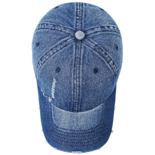 Image of Vintage Washed Denim Distressed Dad Hats Baseball Caps for Men Women