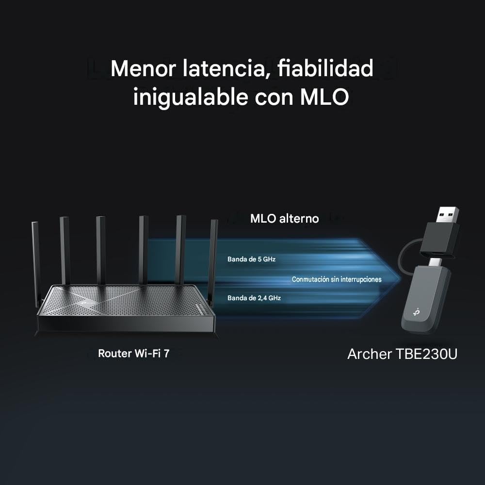 TP-Link Archer TBE230U WiFi 7 Dual-Band BE3600Mbps, karta sieciowa Nano USB, MLO, Plug & Play, elastyczność USB Type-C/A, USB 3.0, WPA3, kompatybilny z Windows 11/10