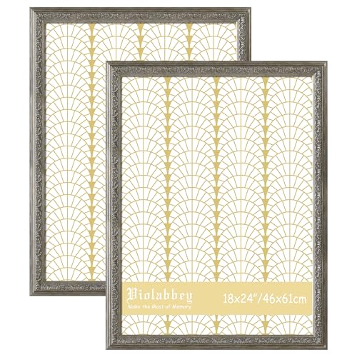 Image of VIOLABBEY 18x24 Poster Frame Sliver 2Pack, Vintage Frames Ornate without Mat