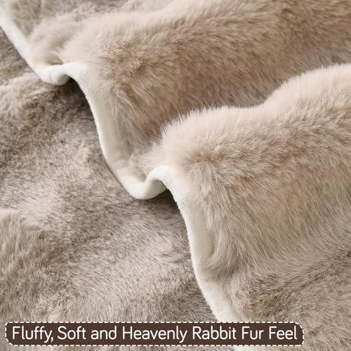 Image of HOKIPO 'FurHug' Premium Faux Rabbit Fur Sofa Cover Mats for L Shape and 1 /2 /3 Seater Sofa. Make Your Own Sofa Cover Set, Mat Length 90(D) x 60(L) cm, Latte Brown (NEW2-AR-5010-LCF)