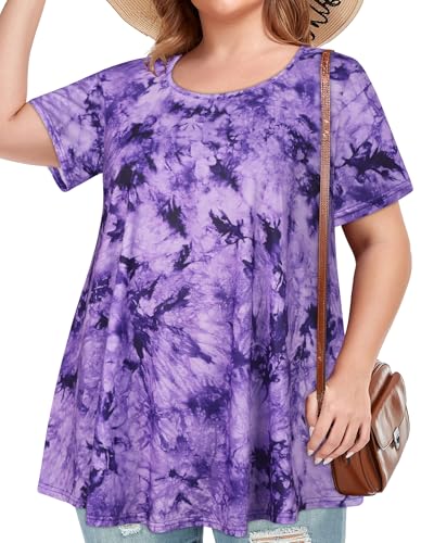 Image of JOELLYUS Plus Size Tops for Women Tunic Floral Casual Short Sleeves T Shirts Flowy Blouses 2026