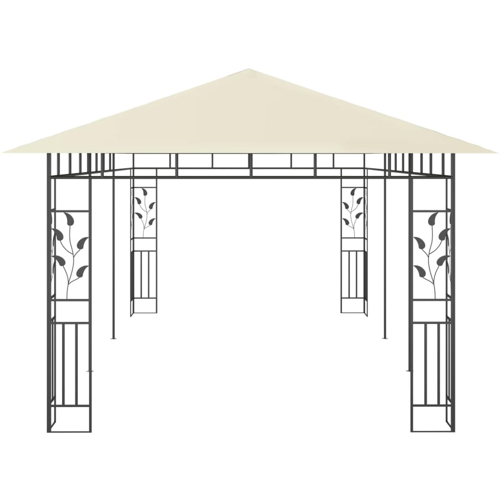 Gazebo con Zanzariera 6x3x2,73 m Crema,Gazebo Pergola Con Telo Impermeabile Richiudibile E Struttura Rettangolare In Acciaio Inossidabile Ad Alta Densità, Per Arredo Giardino, Terrazzo e Atti
