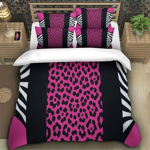Housse de couette léopard rose hypoallergénique et super douce avec zip - 5