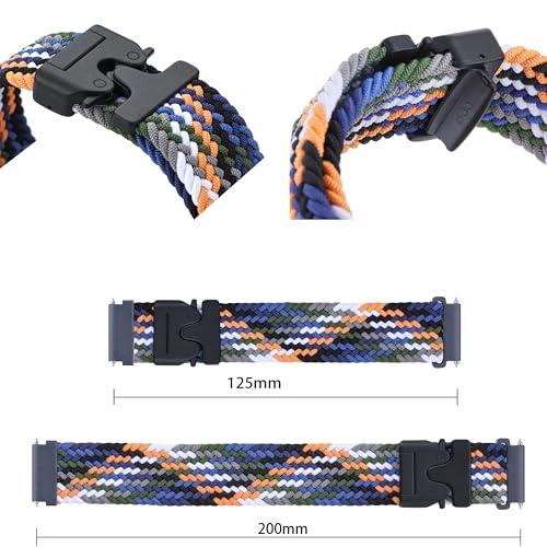 Image of ACM Watch Strap Woven Braided Clipper 22mm compatible with Universal 22mm Size Replacement Strap Smartwatch Adjustable Belt Band