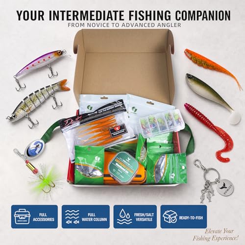 Image of 17 Packs - 83 Pieces Complete Fishing Gear Kit With Line And Tackle Box - Ideal Gift For Father Men Dad Husband Boyfriend, Ready To Fish Lures & Accessories Set Included Soft Baits Metal Spoons