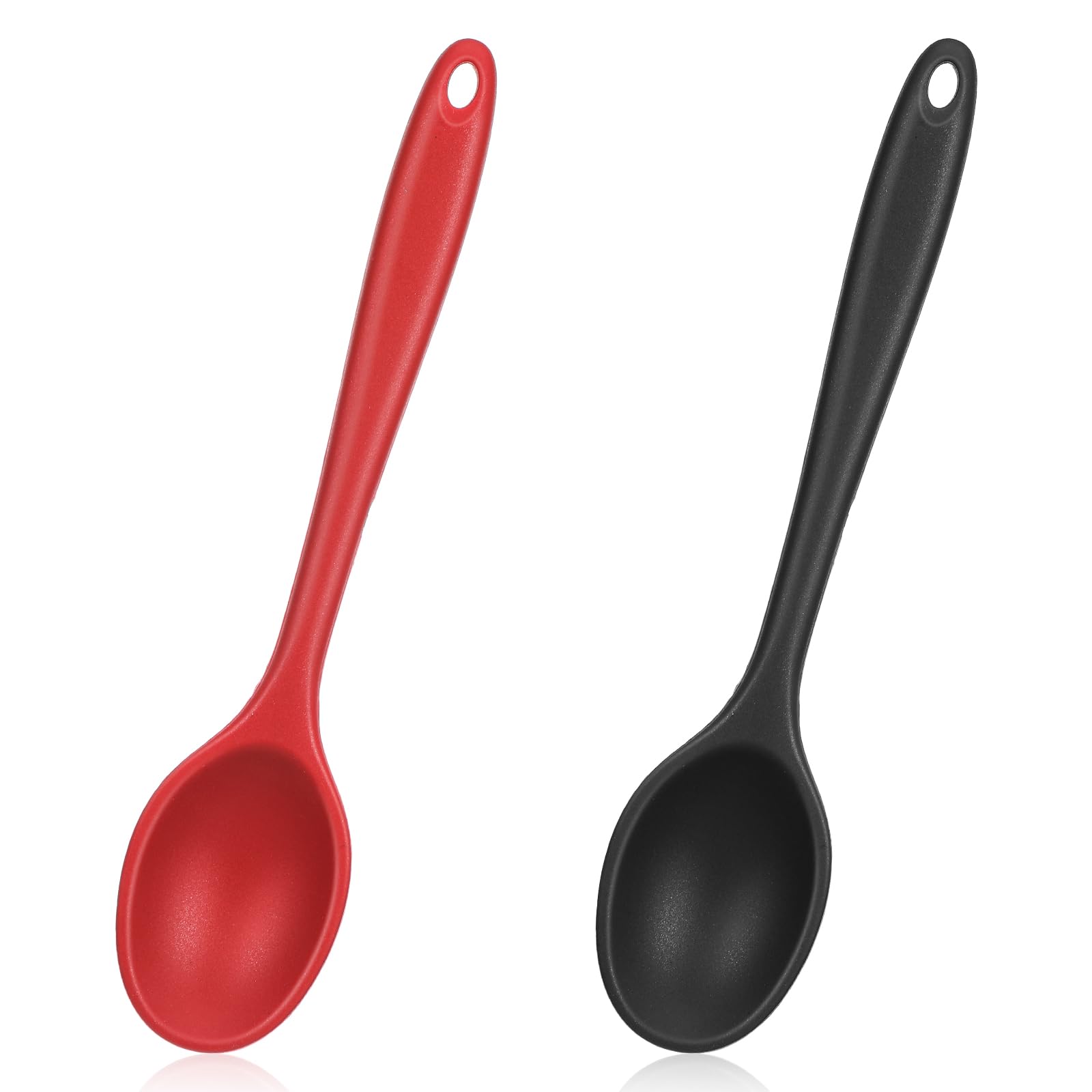 Juego de 2 espátulas de silicona para mezclar, resistentes al calor, antiadherentes, utensilios de cocina para cocinar, hornear, untar y mezclar, negro y rojo