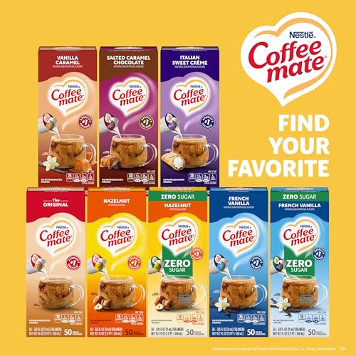 Image of Nestle Coffee mate Coffee Creamer, Caramel Maple Waffle Bacon, Liquid Creamer Singles, Non Dairy, No Refrigeration, 0.375 fl oz Tubs (Pack of 200)