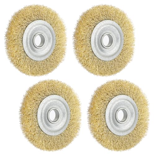 4-Piece Fugenbürste Set - Brass & Steel Wire Joint Brushes for Weed Removal 10cm Diameter 1.5cm Width Replacement Brush Accessories Cleaning Tools
